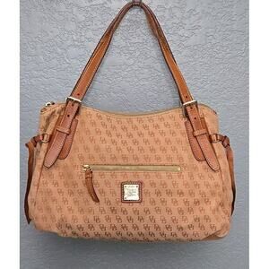 ✔️Dooney Logo Hobo Jacquard & Leather Shoulder Bag, Nina, EUC